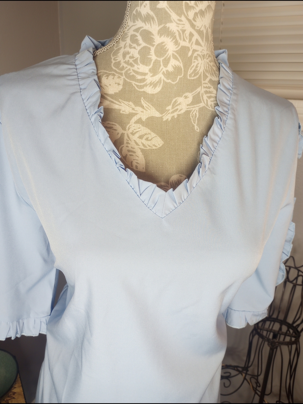 2 For $10 Light Blue Ruffle‎ V-Neck Women's Top